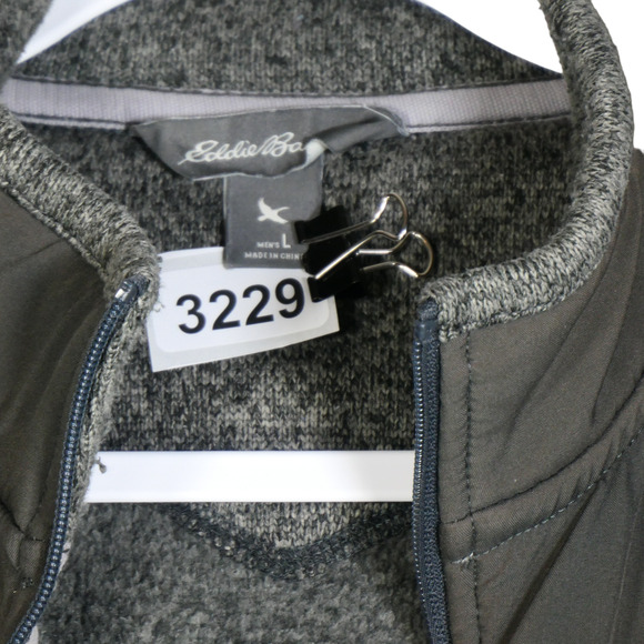 Eddie Bauer Brown Jacket Sweater Men Large Marled Pockets Full Zip Fleece Lined - Picture 8 of 8